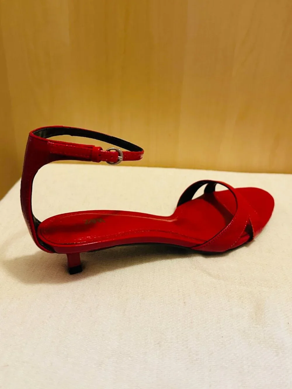 ZARA LEATHER ANKLE STRAP SANDALS - RED size 36 / 6 - Picture 2 of 12